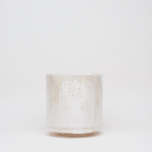 Rose Quartz, Charcoal White Light Angel Gold with Etched Peacock, 8" C#+35